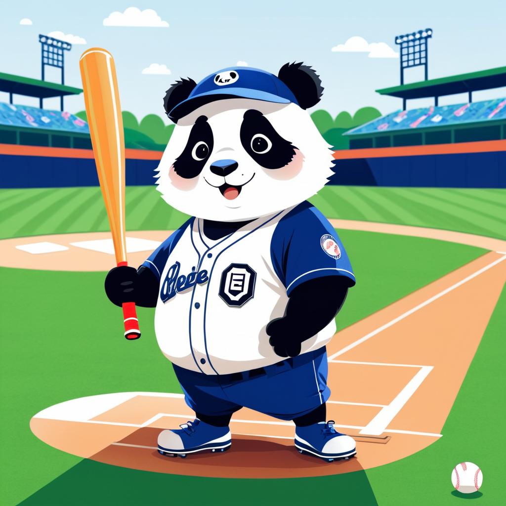 Panda Hitting Home Run in Jersey