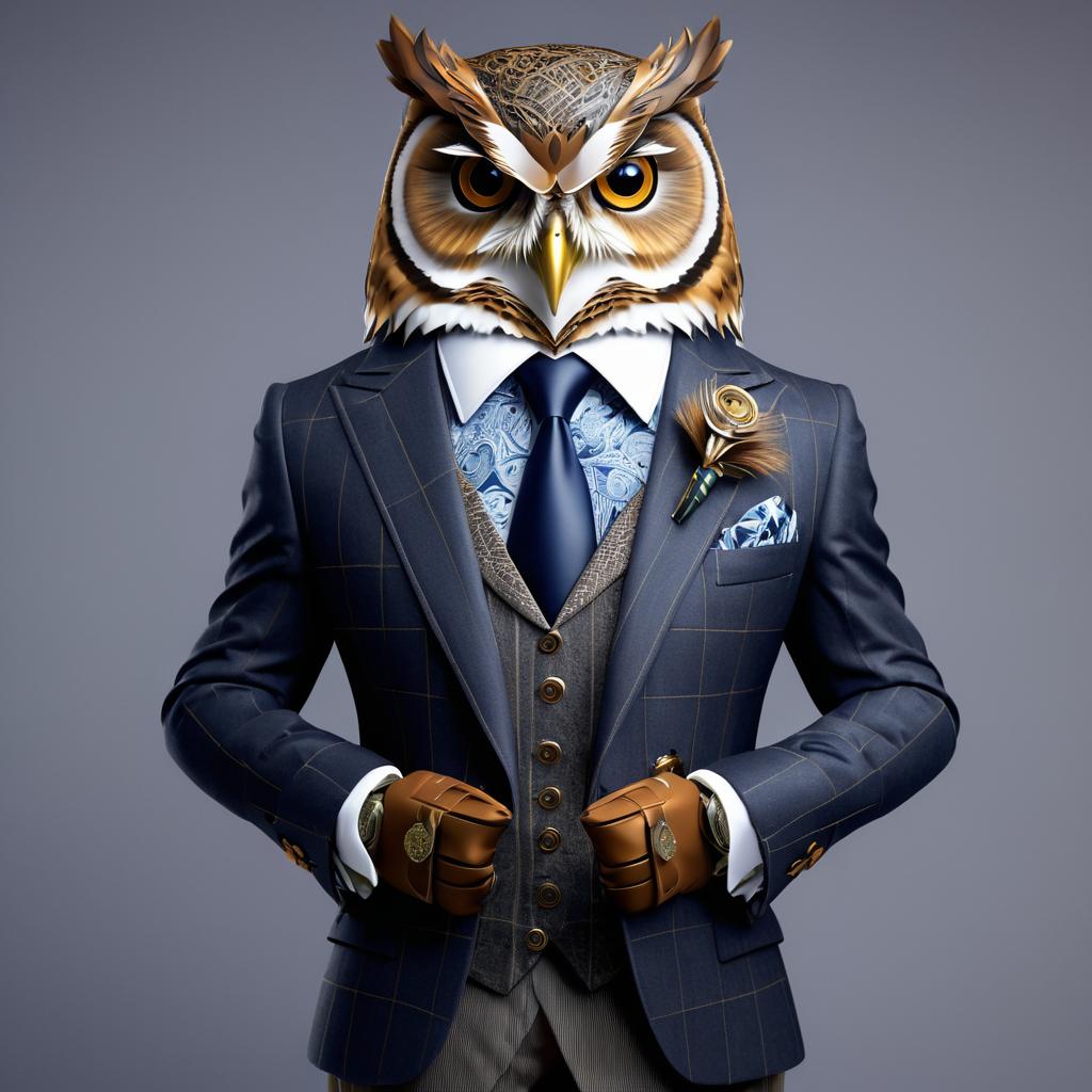 Stylish Anthropomorphic Owl in Suit