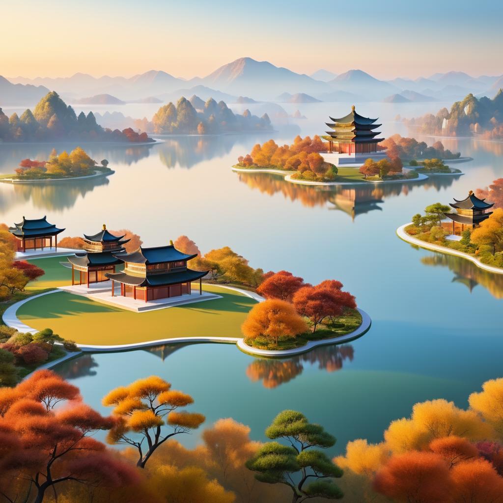 Autumn Serenity: Chinese Art Inspired Landscape