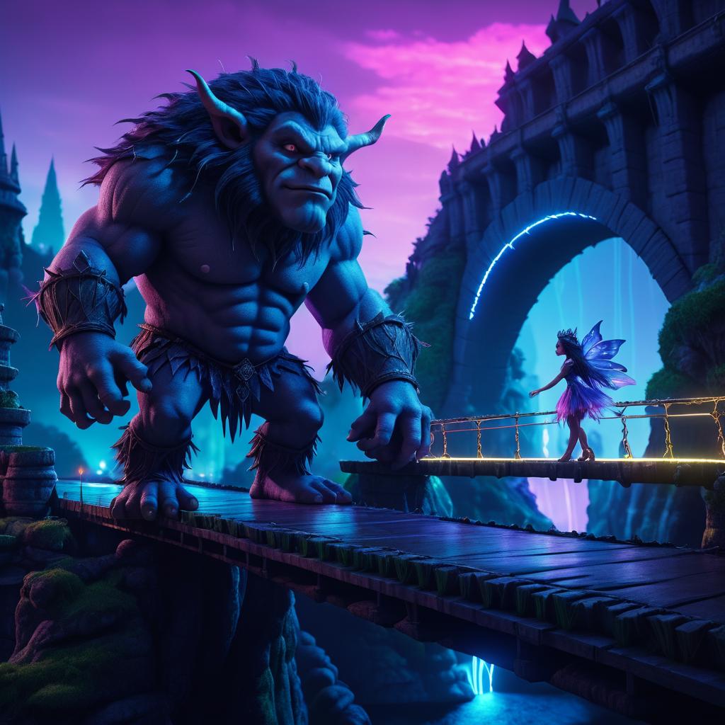 Epic Fantasy Troll at Dusk Scene