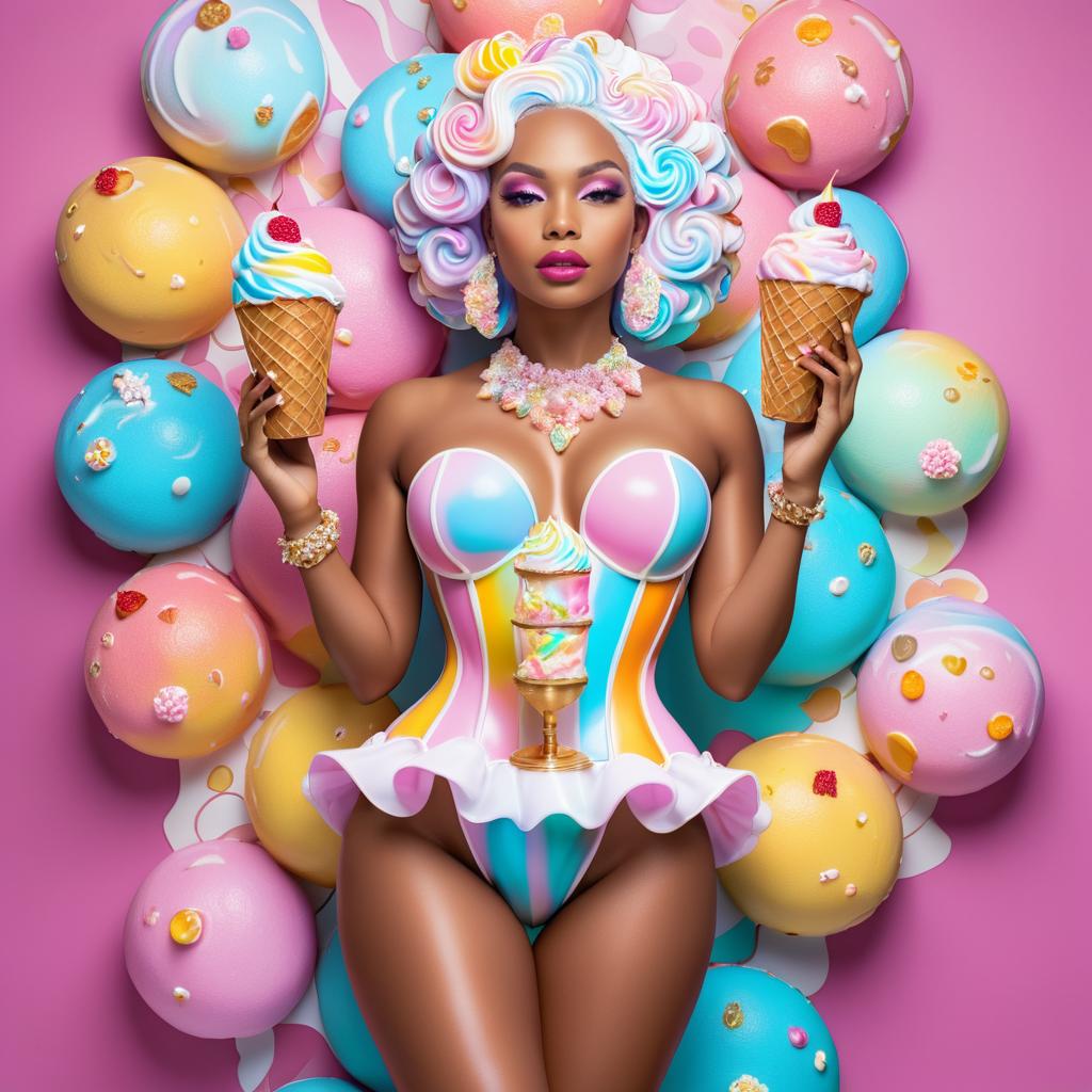 Fashionable Ice Cream Body Art Shot