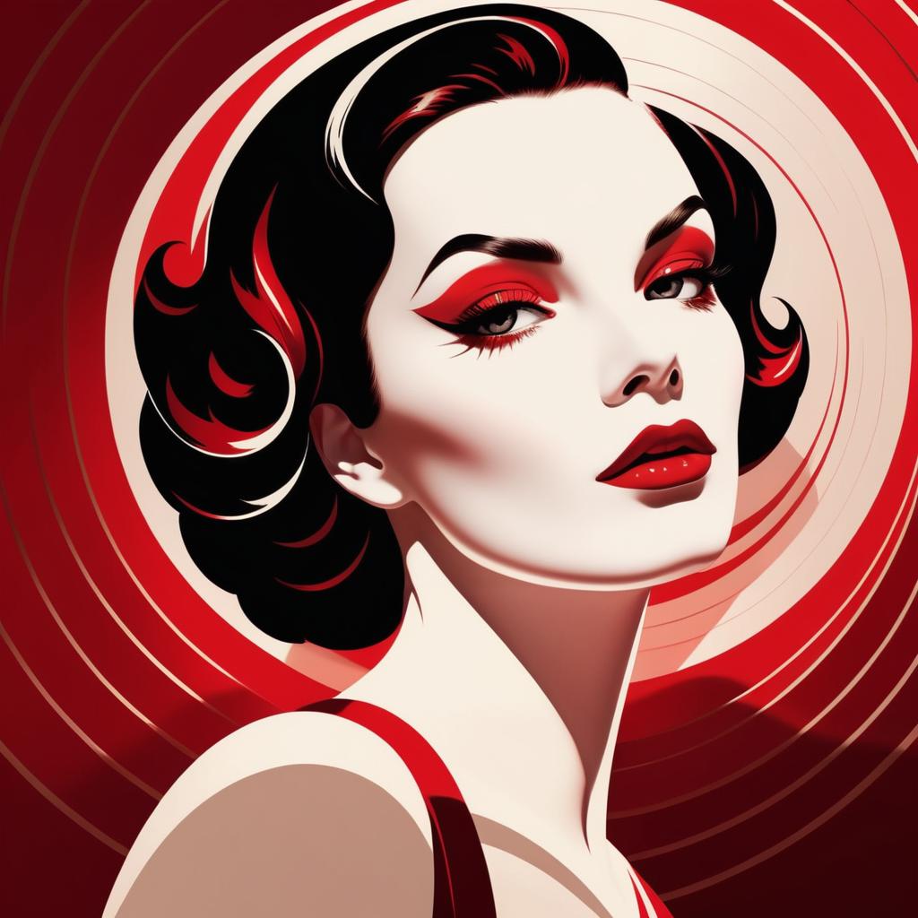 Glamour Woman in Minimalist Art Deco Style