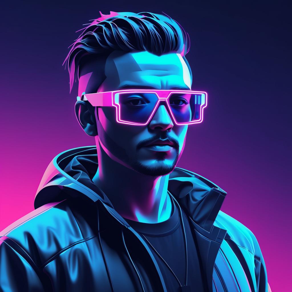 Duotone Cyberpunk Hacker Portrait Art