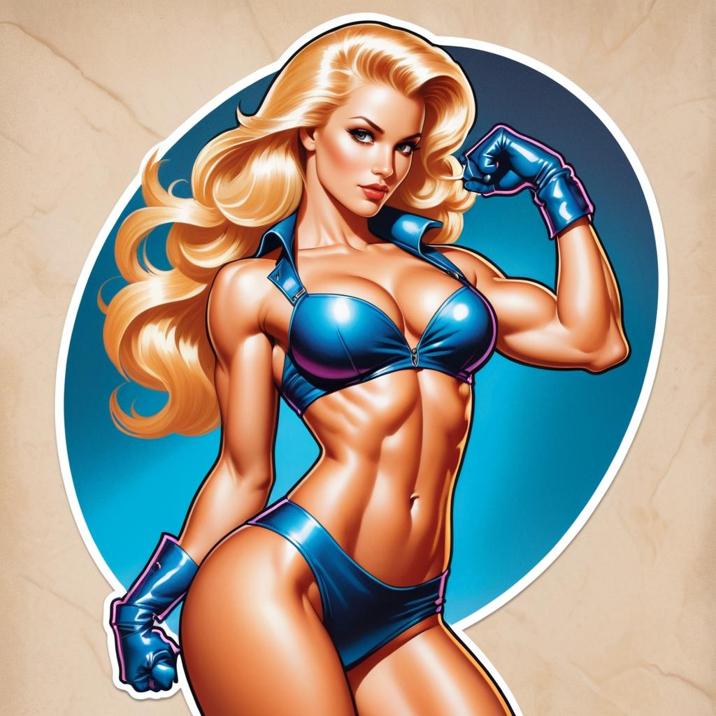 Vintage Fitness Pinup Sticker Artwork