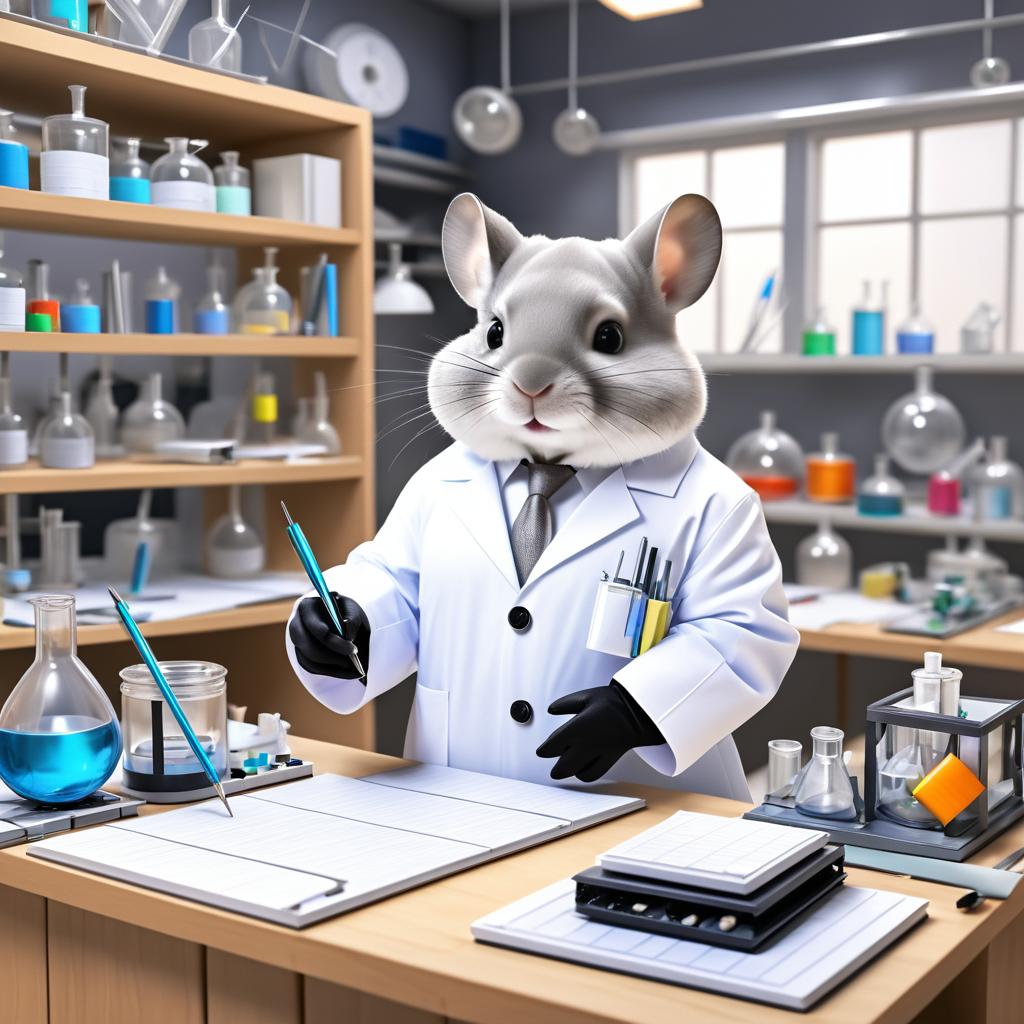 Chinchilla Scientist: A Comical Laboratory Scene