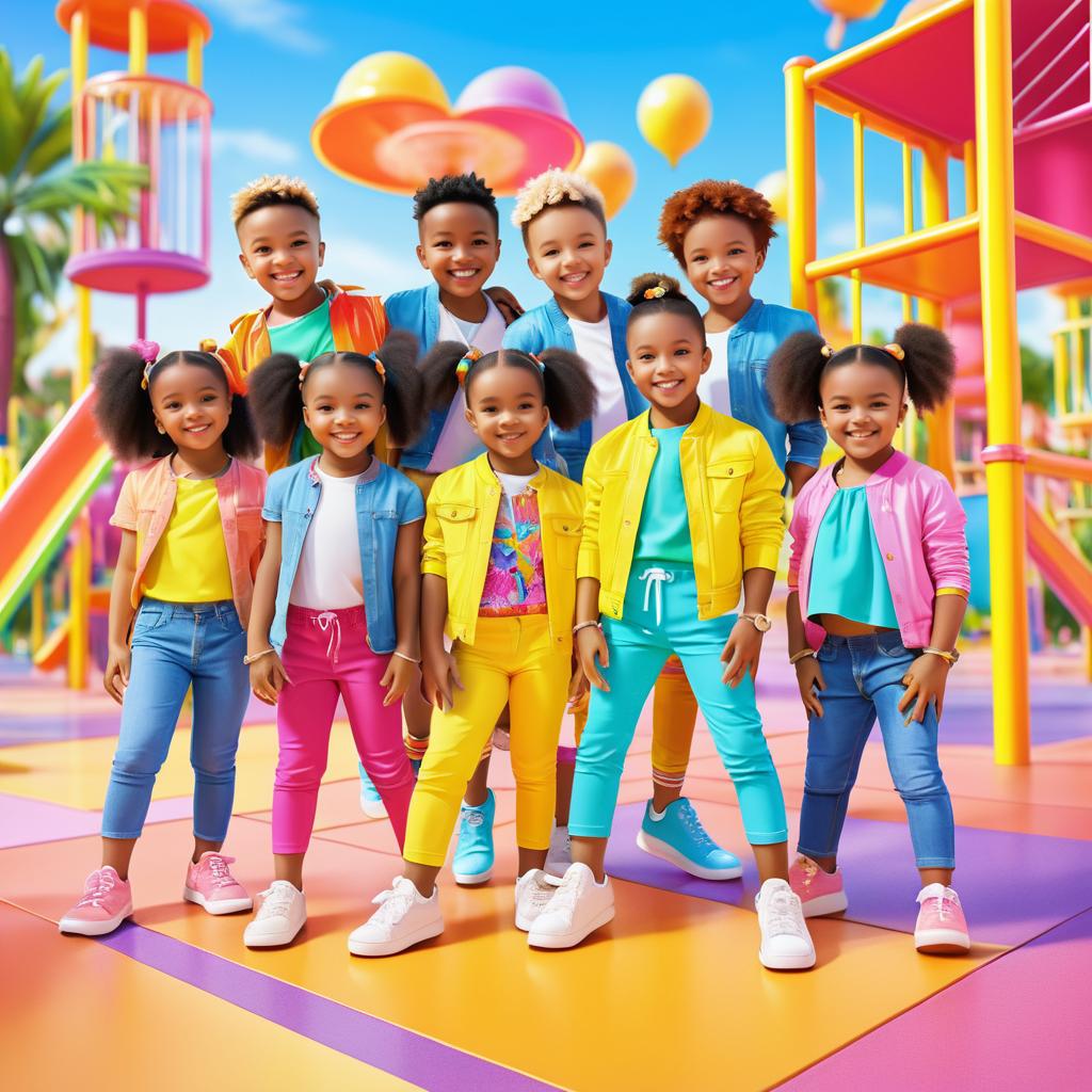 Cheerful Children in a Colorful Playground