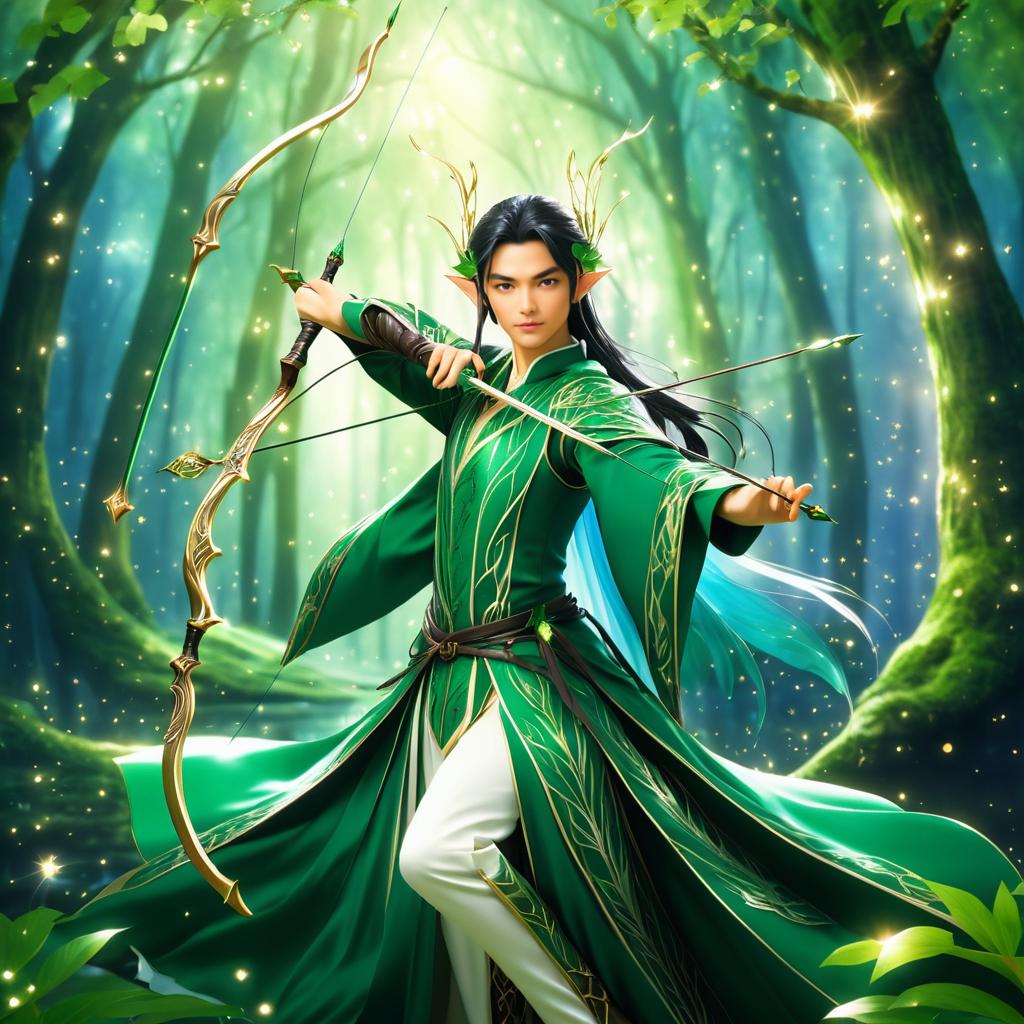 Elegant Elven Archer in Enchanted Forest