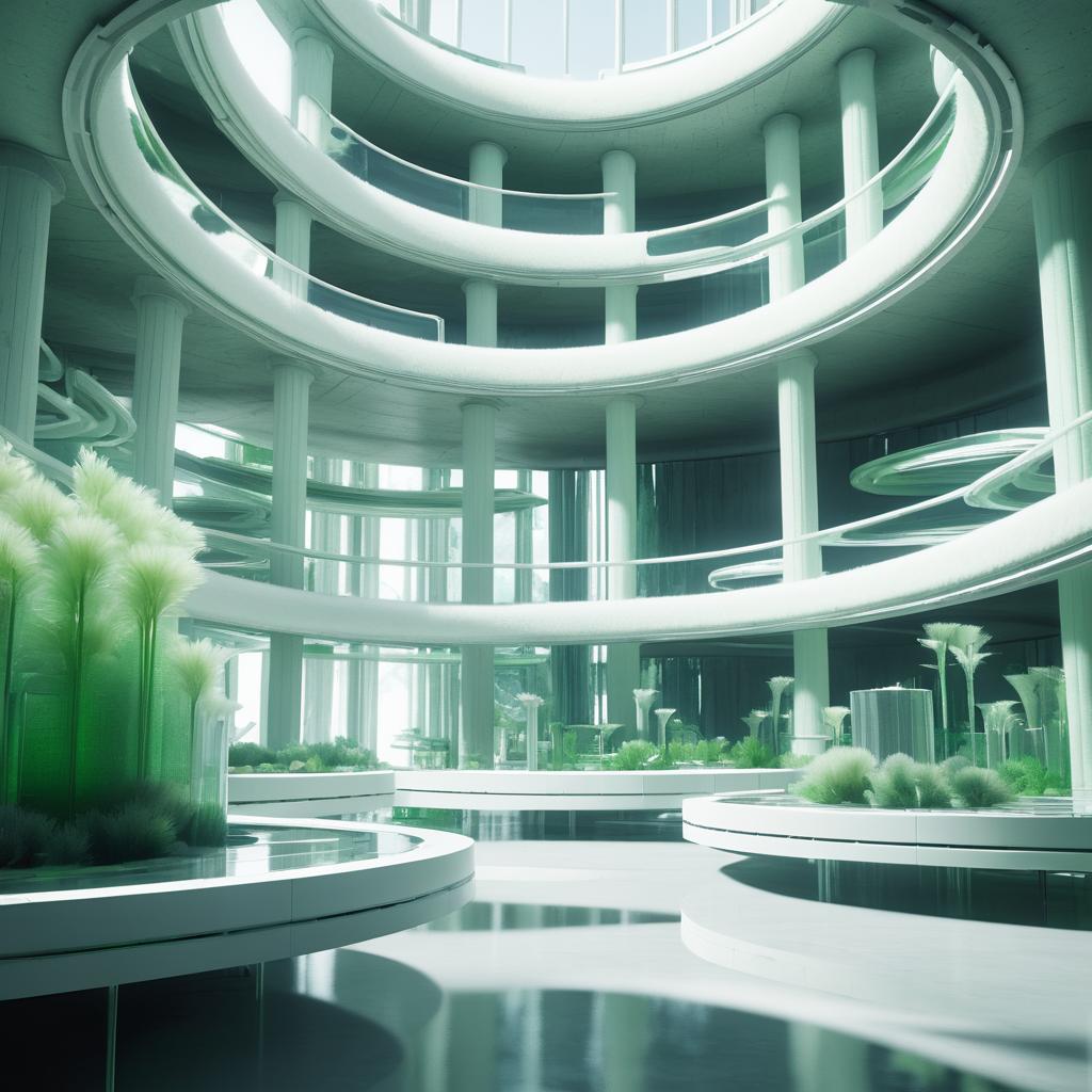 Futuristic Algae Lab in Brutalist Style