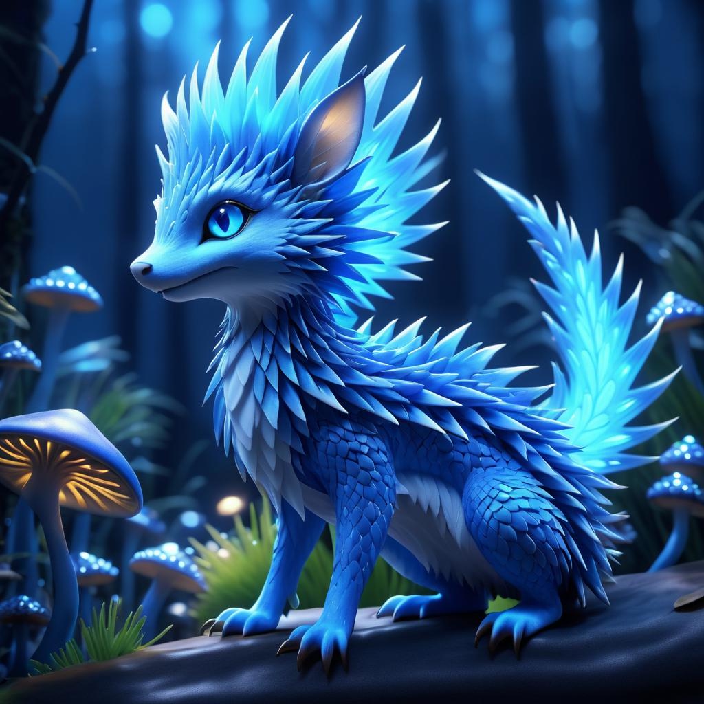 Whimsical Blue Spiky Creature in Focus