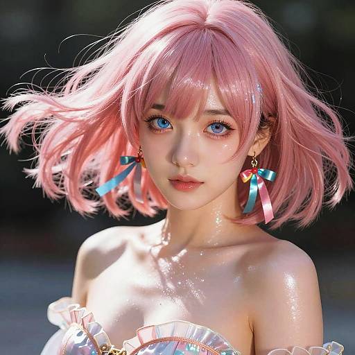 Iridescent Pink-Haired Ultra-Detailed Vibrant Portrait