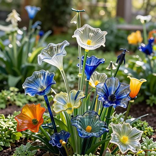 Vivid Glass Blooms in Garden