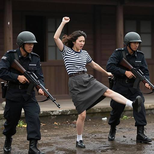 Chase Scene: Soldiers Pursue a Woman