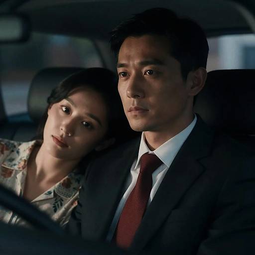 Asian Couple Sitting in Car