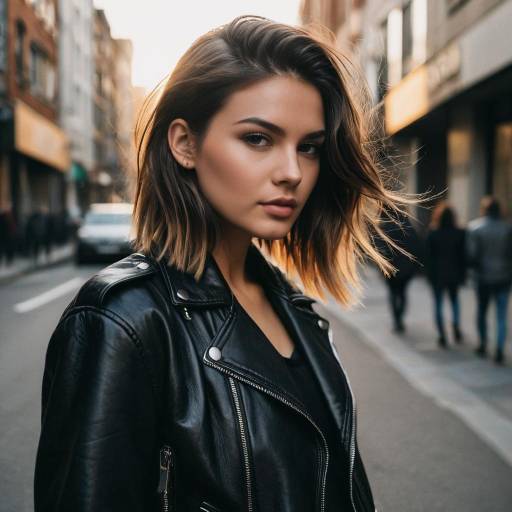 Chic Middle Part Hairstyle in Urban Setting