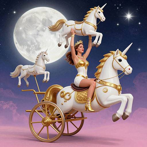 Surreal Candy-Colored Unicorn Chariot