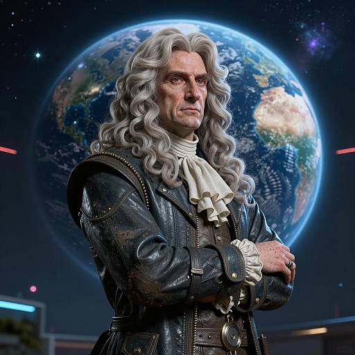Futuristic Portrait of Isaac Newton