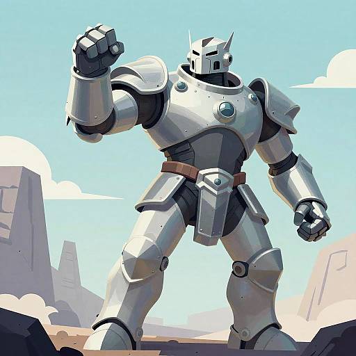 Giant Armored Juggernaut in Alien Landscape