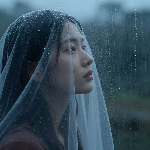 Soul Gazing Through Raindrop Veil