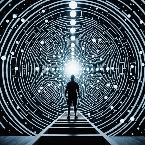 Silhouette in Cosmic Light Labyrinth
