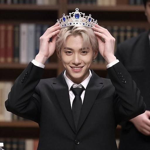 Bleached Blonde Man with Silver Tiara