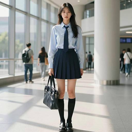 Elegant Asian Woman in Bright Space