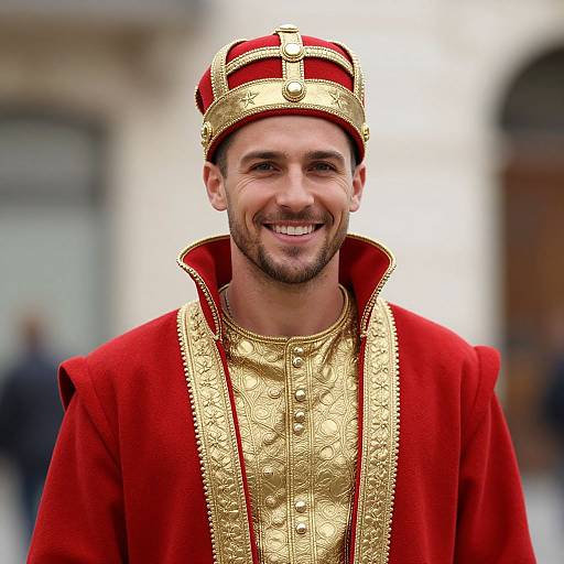 Confident Royal Man in Vibrant Costume
