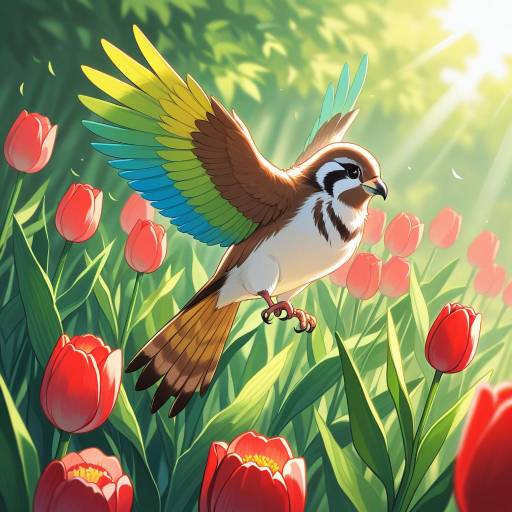 Colorful Sparrow Soaring Through Nature Colorful Sparrow Soaring Through Nature