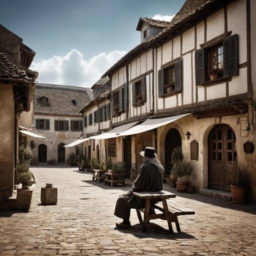 Contemplative Scene in a Village Square Contemplative Scene in a Village Square
