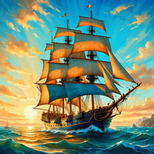 Sailing Ship at Sunset