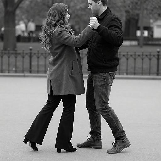 Couple Dancing in Black and White Park