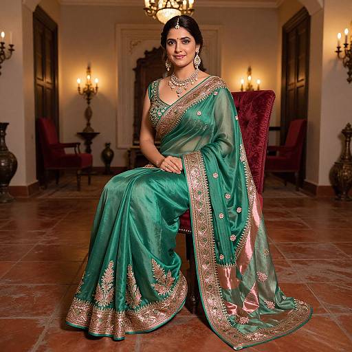 Elegant Indian Woman in Silk Saree