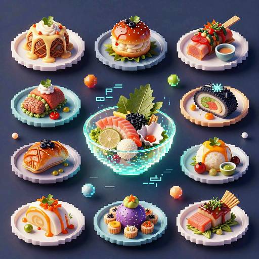 Surreal AI-Generated Exotic Food Mosaic