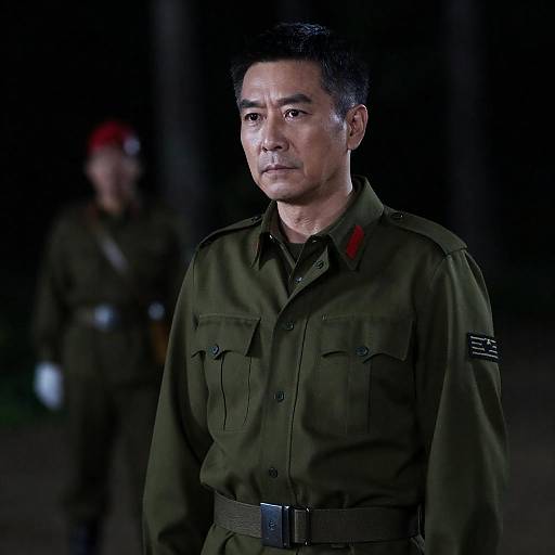 Serious Soldier in Dark Forest