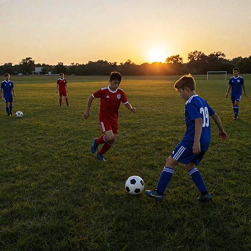 Sunset Soccer Kids Action Shot