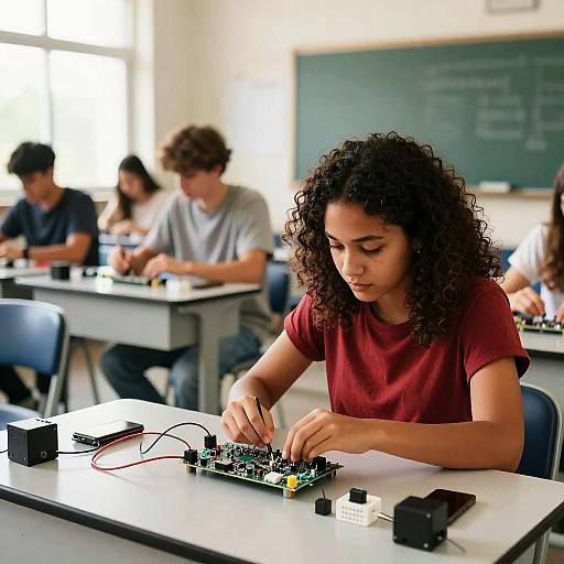 Young Woman Assembling Circuit Boards