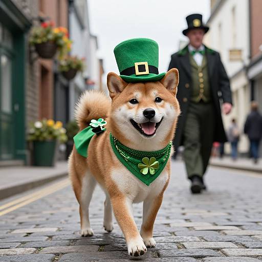 Saint Patrick's Day Shiba Inu Stroll