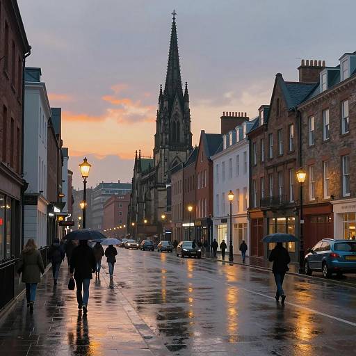 Romantic Dusk in a Rainy City