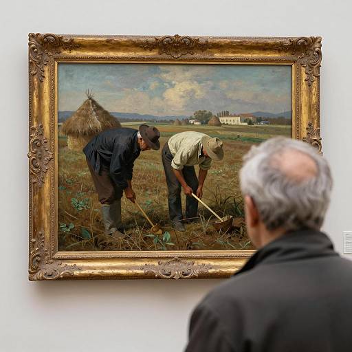 Contemplative Elder Observing Farm Scene