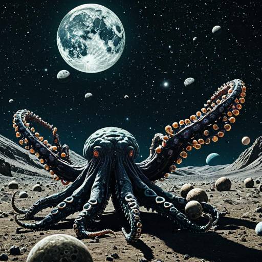 Futuristic Alien Octopus on Barren Planet