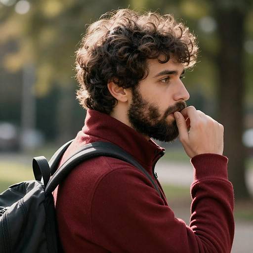 Thoughtful Man in Nature's Embrace