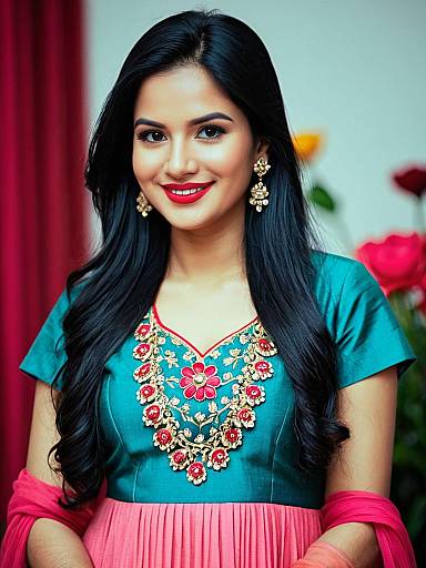 Elegant Firozi Salwar with Floral Charm