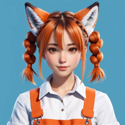 Furry Fox Girl in Blue Overalls