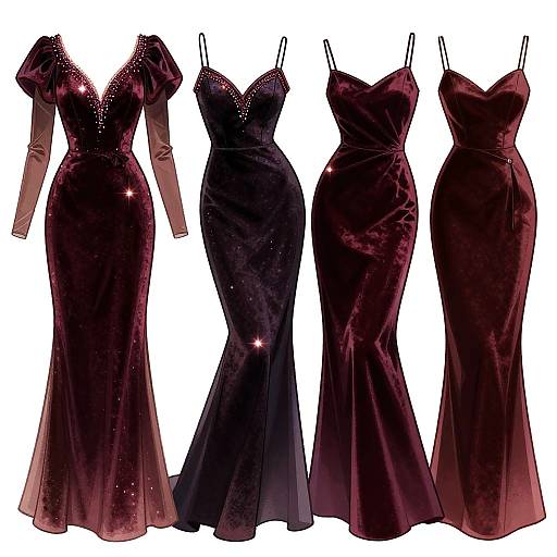 Luxuriant Velvet Hollywood Glam Gowns