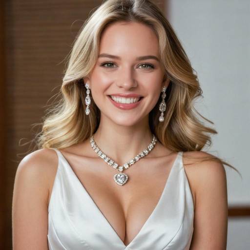 Smiling Blonde Woman Wearing Diamond Jewelry