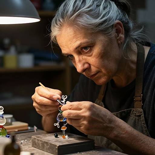 Artisan Crafting Glass Figurines Portrait