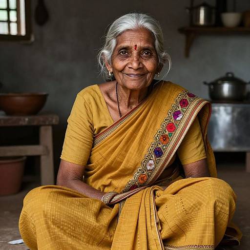 Elderly Tamil Grandmother in Saree