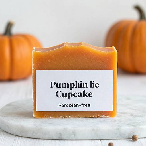 Photograph of a slice of pumpkin cupcake with orange frosting, labeled 