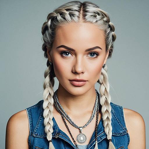 Young Woman with Silver Box Braids