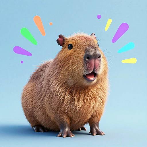 Happy Baby Capybara 3D Render