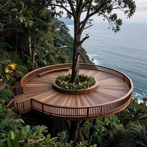 Floating Cedar Deck Over Rainforest Cliff